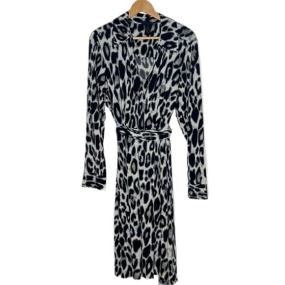 Lane Bryant Long Sleeve Wrap Collared Animal Print Dress - Picture 1 of 5